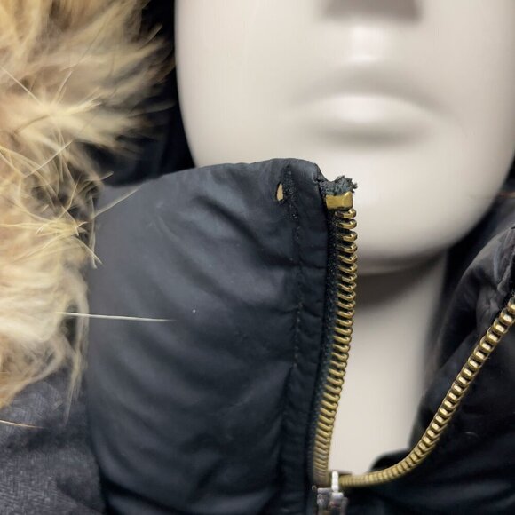 SOIA & KYO Down Super Warm Fur Hood Mid-lenght Grey Winter Coat sz Small - Picture 5 of 12